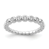 Sterling Silver Rhodium Plated CZ Ring